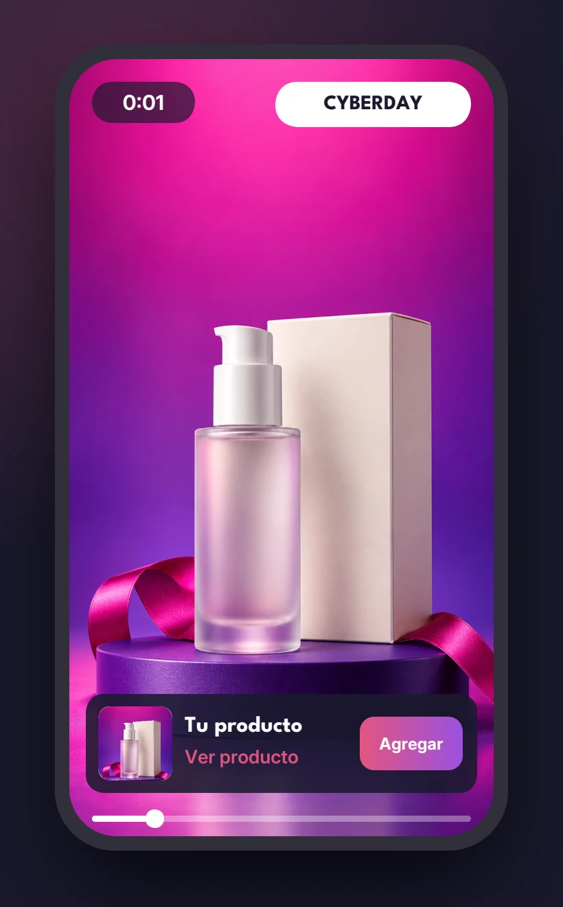 Ejemplo ilustrativo de un video promocional de producto para CyberDay en FIGI